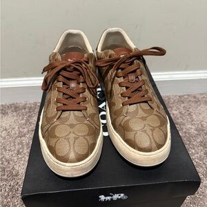 Coach Men's Tan and Brown Patterned Sneakers